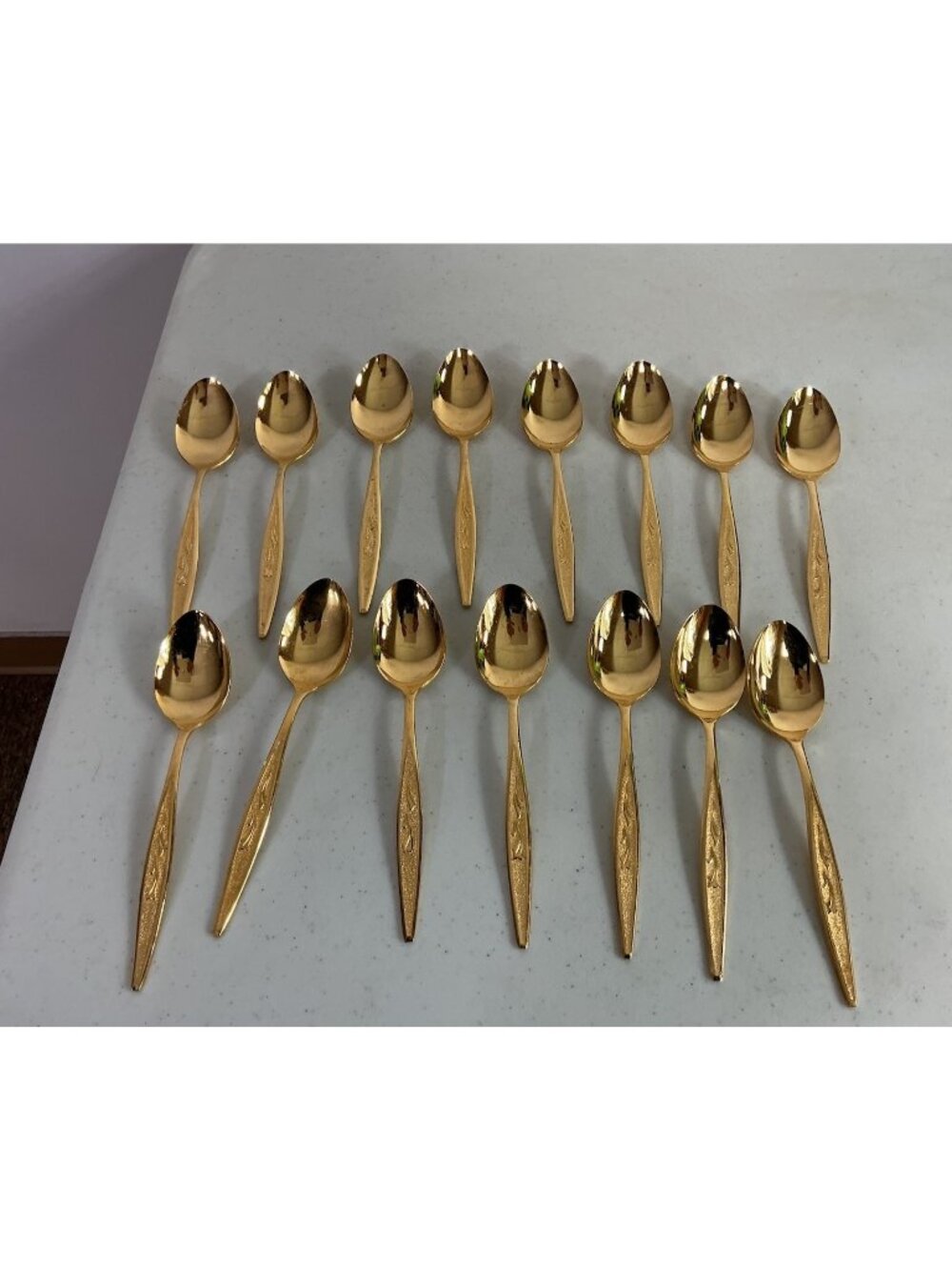Utica Cut Co Cutlery Gold Stainless Silverware Made Japan Soup Spoons 15